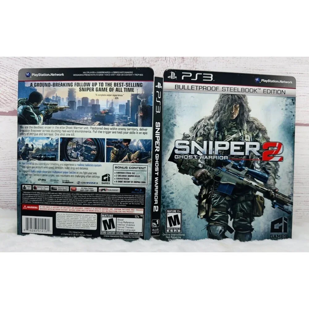 Sniper 2: Ghost Warrior (PS3, PlayStation 3, 2013) Bulletproof SteelBook Edition